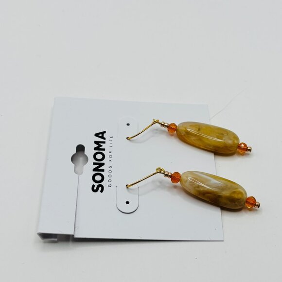 Sonoma Goods for Life Gold Tone Orange Bead Dangle Earrings Lightweight NWT - Picture 3 of 4